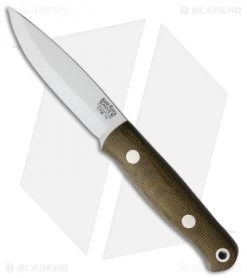 Bark River Mini Bushcrafter Fixed Blade Green Canvas Micarta (2.625" Satin)