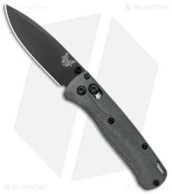 Flytanium Crossfade Black Canvas Micarta + Benchmade Mini Bugout Knife (3" BLK)