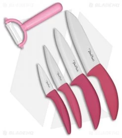 Benchmark Kitchen 5-Piece Pink Ceramic Knife Set