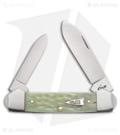 Case Canoe Pocket Knife 3.625" Jigged Mint Green Bone (62131 SS) 55402