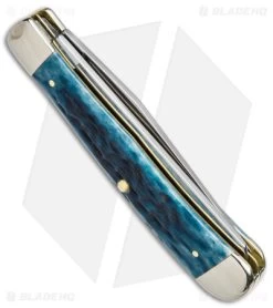 Case Trapper Knife 4.1" Pocket Worn Blue Bone/Peach Seed Jig (6254 SS) 51850 -The Family Tools Shop Case Trapper Pocket Worn Blue Bone Peach Seed Jig SS BHQ 140688 jr side