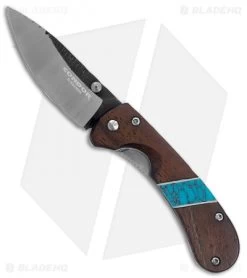 Condor Blue River Hunter Framelock Knife Walnut Turquoise (3.4" Sabre )