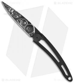 Deejo 15g Watchmaker Tattoo Ultra-Light Frame Lock Knife (3.75 Black)