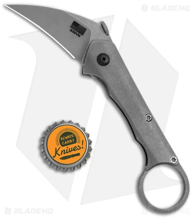 Driver Defense Custom Telson Folding Karambit Knife Titanium (2.25" Stonewash) 6 Driver Defense Custom Telson Folding Karambit Knife Titanium (2.25" Stonewash) - Image 4