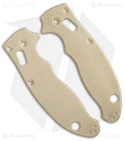 Flytanium Custom Brass Scales For Spyderco Manix 2 - Stonewash