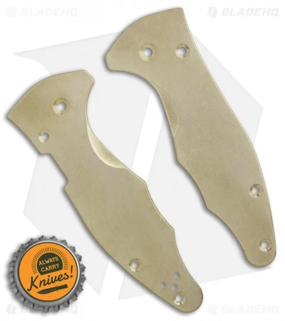 Flytanium Brass Scales For Spyderco Yojimbo 2 Knife - Antique Stonewash 4 Flytanium Brass Scales For Spyderco Yojimbo 2 Knife - Antique Stonewash - Image 2