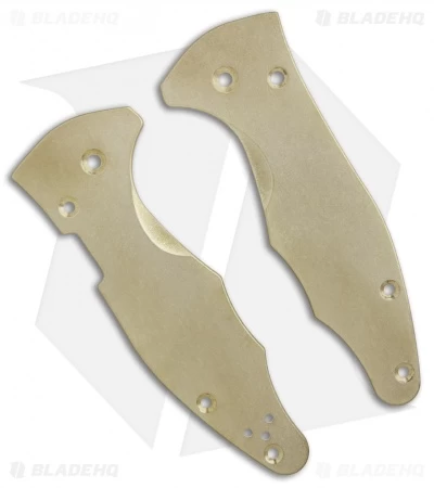 Flytanium Brass Scales For Spyderco Yojimbo 2 Knife - Antique Stonewash 3 Flytanium Brass Scales For Spyderco Yojimbo 2 Knife - Antique Stonewash