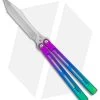 Heibel Knives Menace Balisong Knife Spectrum Titanium (4.6" Satin) #087 -The Family Tools Shop Heibel Knives Menace Balisong Ti rainbow BHQ 147582 jr