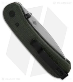 KNAFS Lander Knife Contoured Green Micarta (2.75" 14C28N Stonewash) -The Family Tools Shop Knafs Co Lander EDC LLK Fast Swap Scales Green Micarta 2in SW BHQ 181064 td side