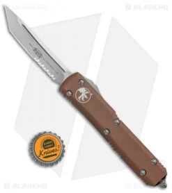 Microtech Ultratech T/E OTF Automatic Knife Tan CC (3.4" Stonewash Serr) -The Family Tools Shop Microtech Ultratech TE OTF Auto Tan CC SW Serr 123 11TA BHQ 88639 jr bottlecap 1