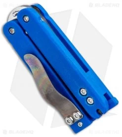 Nathan Dewey Custom Gremlin Mini Balisong Knife Blue G-10 (2" Satin) -The Family Tools Shop Nathan Dewey Custom Gremlin Mini Balisong Butterfly Knife Blue G 10 BHQ 75525 jr side