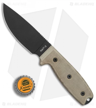 Ontario OKC RAT-3 Fixed Blade Knife Tan Micarta (3.6" Black) 8665 6 Ontario OKC RAT-3 Fixed Blade Knife Tan Micarta (3.6" Black) 8665 - Image 4