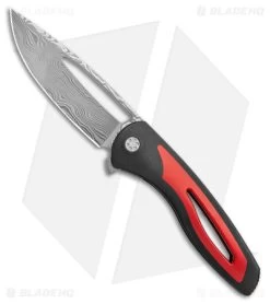 Sharp By Design Apex Frame Lock Knife Black/Red Titanium (3.5" Damasteel)