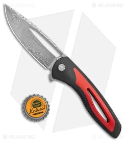 Sharp By Design Apex Frame Lock Knife Black/Red Titanium (3.5" Damasteel) 9 Sharp By Design Apex Frame Lock Knife Black/Red Titanium (3.5" Damasteel) -The Family Tools Shop Sharp by Design Apex Black Red DP Flipper Damasteel BHQ 175088 jr bottlecap