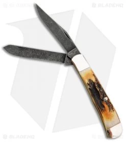 Bear And Son Trapper Stag Slip Joint Damascus 3.25"
