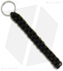 OD Green & Black 550 Paracord Lanyard Keychain Boondoggle W/ Split Ring