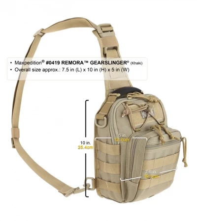 Maxpedition Remora Gearslinger Khaki Shoulder Utility Pack Bag 0419K 6 Maxpedition Remora Gearslinger Khaki Shoulder Utility Pack Bag 0419K - Image 4