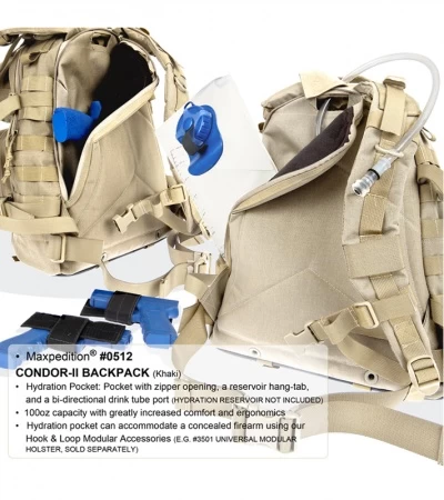 Maxpedition Condor II Khaki 2-Day Assault Backpack Hydration 0512K 5 Maxpedition Condor II Khaki 2-Day Assault Backpack Hydration 0512K - Image 3