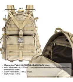 Maxpedition Condor II Khaki 2-Day Assault Backpack Hydration 0512K 9 Maxpedition Condor II Khaki 2-Day Assault Backpack Hydration 0512K -The Family Tools Shop maxpedition 0512b open