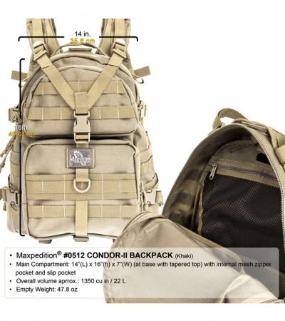 Maxpedition Condor II Khaki 2-Day Assault Backpack Hydration 0512K 6 Maxpedition Condor II Khaki 2-Day Assault Backpack Hydration 0512K - Image 4