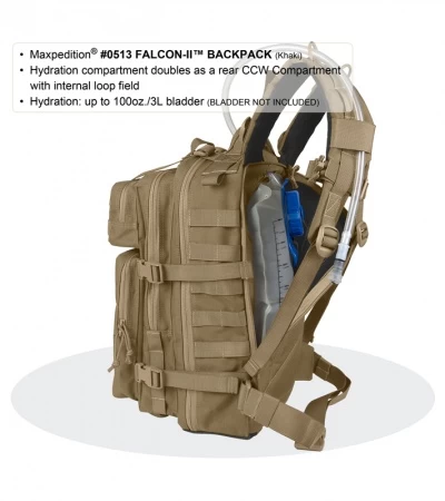 Maxpedition Falcon II Black Assault Backpack Hydration 0513B 8 Maxpedition Falcon II Black Assault Backpack Hydration 0513B - Image 6