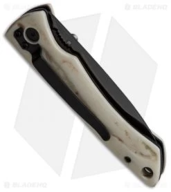 Stone River Ceramic Liner Lock Knife White Stag Horn (2.75" Black) SRG2WSB -The Family Tools Shop stone river ceramics srg2wsb cm spine